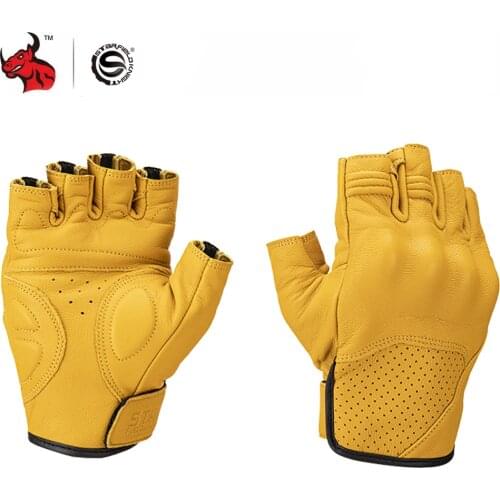 SFK Summer Motorcycle Gloves Goatskin Leather Moto Gloves Breathable Motorbike Riding Half Finger Gloves Guantes Moto