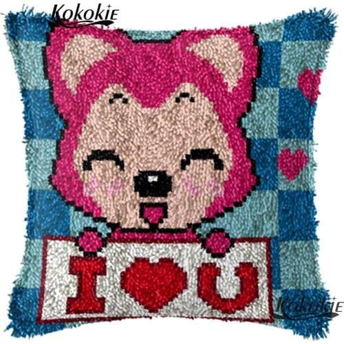 Love cushion Patchwork Pillowcase latch hook rug kits animals counted cross stitch kits for embroidery 3D carpet needlework