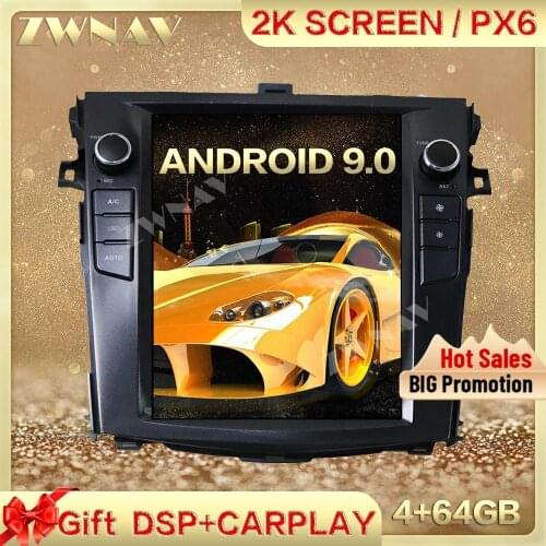 PX6 DSP Carplay Tesla screen 4+64 Android 9.0 Car Multimedia Player For TOYOTA Corolla 2008-2013 GPS Radio Auto stereo head unit