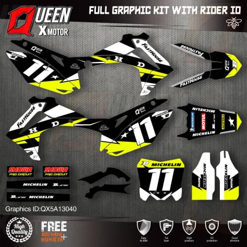 QUEEN X MOTOR Custom Team Graphics Backgrounds Decals Stickers Kit For HONDA 2014-2017 CRF250R 2013-2016 CRF450R 040