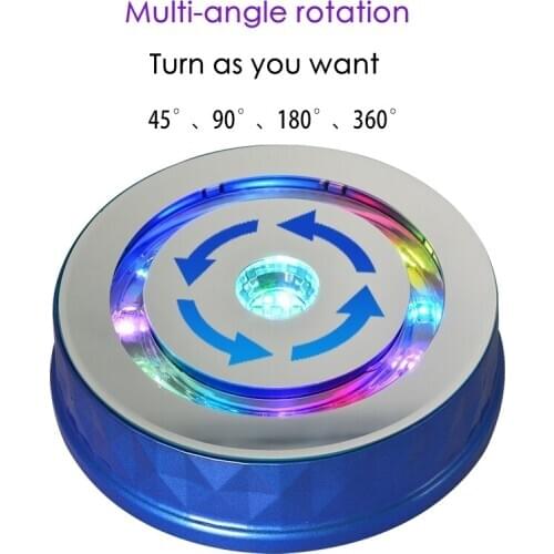 Colorful Lights Electric Rotating Turntable 3 Speeds Jewelry Display Stand Jewelry Organizer Show Base Photography Max Load 8kg