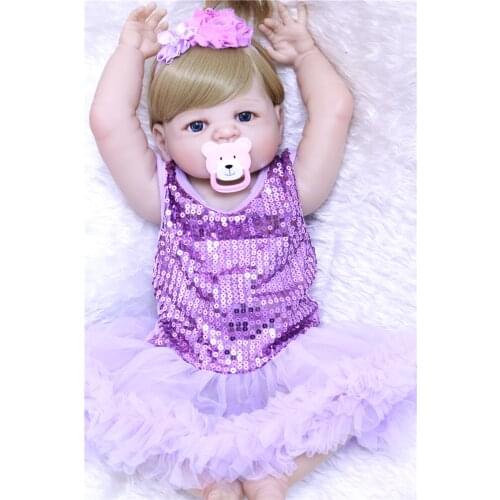 Reborn baby dolls 23"NPK full silicone reborn baby dolls girls toy gift bebe realistic reborn com corpo de silicone menina