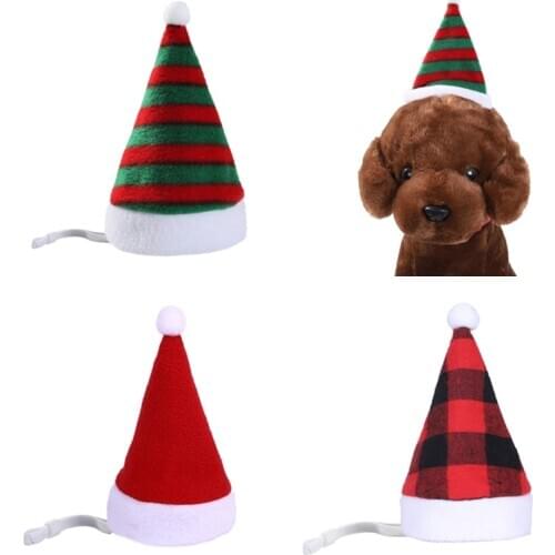 Pet Santa Hat Christmas Cat Dog Winter Warm Plush Cap Xmas Party Decor Funny Cute Puppy Kitten Holiday Cosplay Costume Ornament