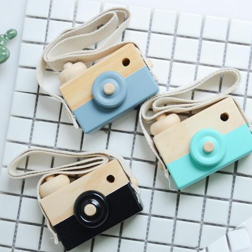 Cute Nordic Wooden Toys Camera Kids Hanging Camera Photo Prop Decoration Children Montessori Toys Baby Birthday Christmas Gifts