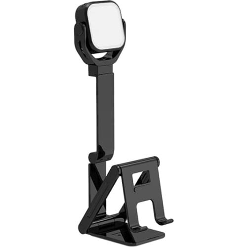 Foldable Mobile Phone Holder With Fill Light Adjustable Smartphone Dask Holder For Live Broadcast Video Photography