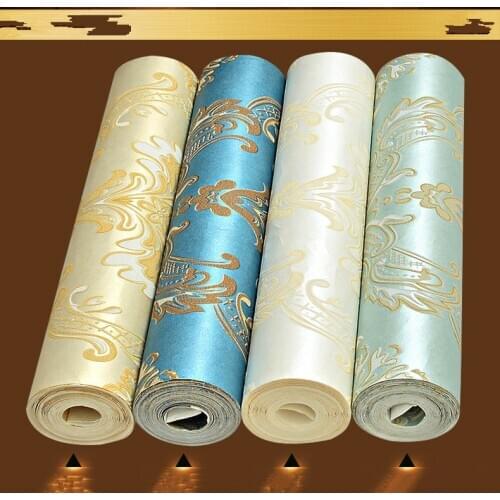 Modern Classic Luxury 3D Embossed Damask Wallpaper Flocked Non-woven Wall Paper for Bedroom Living Room & TV Background 10M