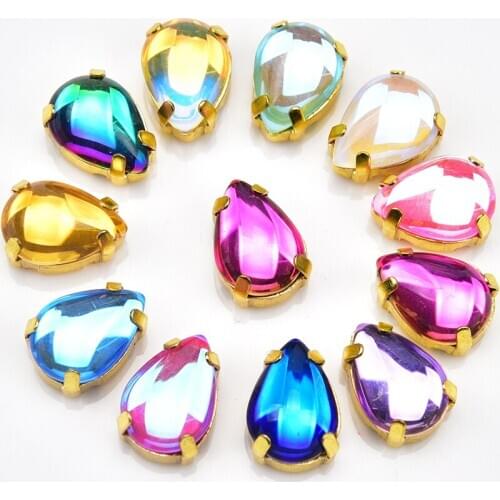 11Colors 10*14mm 25Pcs/Lot Glass Crystal Sew On Rhinestone k9 Silver Claw Teardrop Flatback WaterDrop Sew On Claw Rhinestones