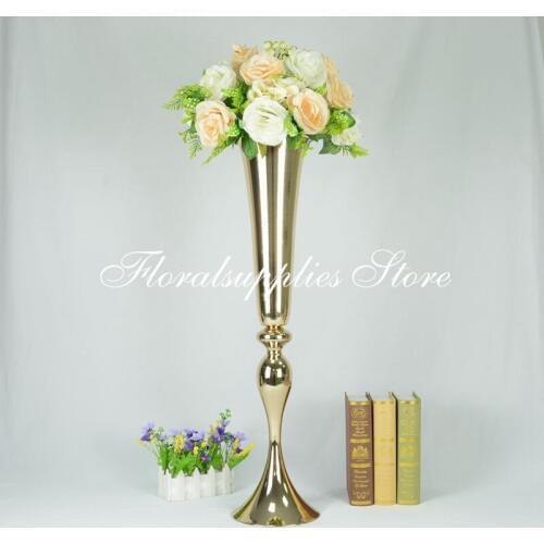 Wedding decoration 88 cm tall gold flower vase table centerpiece road lead flower stand for mariage decoration de table vase