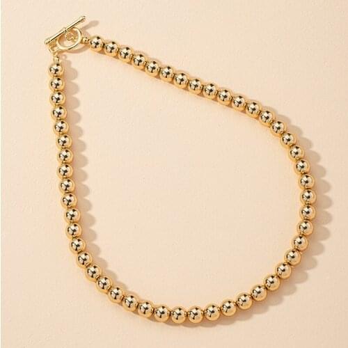 TARCLIY Trendy Geometric Round Beads Chain Simple Metal OT Buckle Ncklace Clavicle Sweater Chain Women Jewelry Accessories 2021