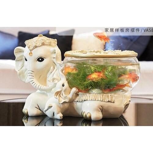 Nordic style aquarium elephant rabbit ornament Decoration living room TV cabinet wine cabinet Move house Practical gift opening
