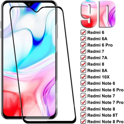 9D Screen Protective Glass On The Redmi 8 8A 7 7A 6 6A K20 K30 10X Pro For Xiaomi Redmi Note 8T 8 7 6 Pro Tempered Glass Film