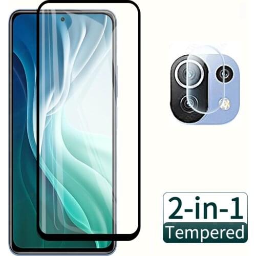 2 in 1 Tempered Glass On For Xiaomi Mi 11x Pro Full Cover Screen Protector Film For Xiaomi 11i 11 Lite Light Protective Glass