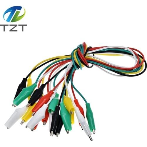TZT 10PCS Alligator Clips 50CM Electrical DIY Test Leads Alligator Double-ended Crocodile Clips Roach Clip Test Jumper Wire