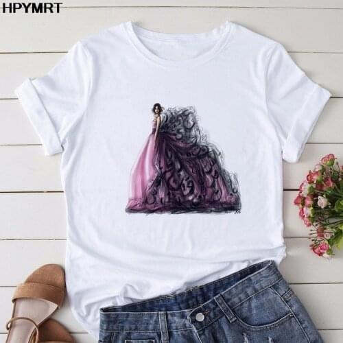 Women 2021 New Summer Graphic O-neck Tee Shirt Female Fun Princess Harajuku T Shirt Korean Tops Kawaii Streetwear Camiseta Mujer