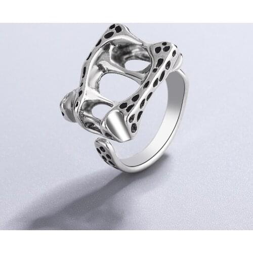 VENTFILLE 925 Sterling Silver Vintage Distressed Irregular Odd-shaped Stone Ring