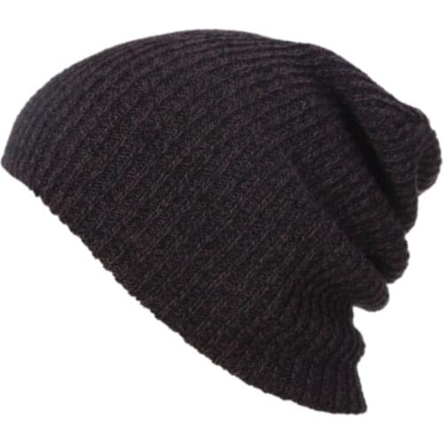 Hip Hop Knitted Hat Womens Winter Warm Casual Acrylic Slouchy Hat Crochet Ski Beanie Hat Female Soft Baggy Skullies Beanies Men