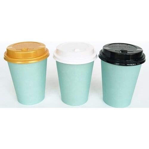 10pcs/Pack Tiffany Paper Cups With Lid Disposable Coffee Cup Milk Tea Cup Household Office Drinking Accessories Party Supplies