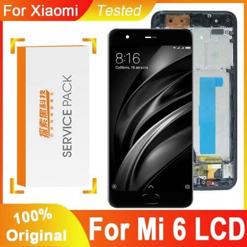 100% Original For 5.15" Xiaomi MI 6 LCD Display Screen With Frame+Touch Screen Digitizer For Xiaomi Mi6 Display Replacement