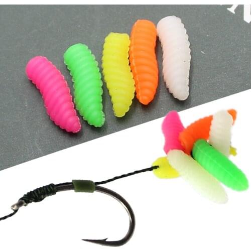 120pcs Carp Fishing Accessories Buoyant Maggots Method Feeder Carp Fishing Bait Artificial Worms Lure For Carp Fishing Tackle