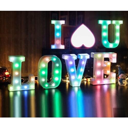 Colorful Marquee LED Letter Light Lighting Letter Sign Night Light Party Home Wedding Bar Girls Room Decoration Lights
