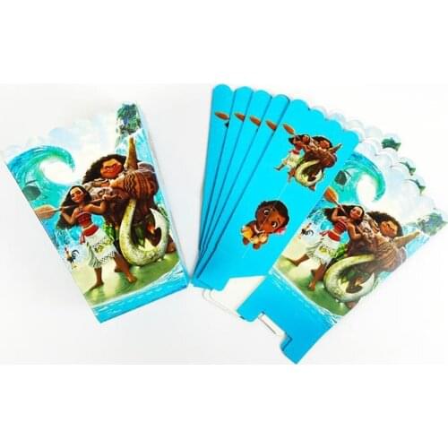 30pcs/lot Happy Birthday Party Moana Gifts Candy Box Kids Favors Baby Shower Paperboard Popcorn Boxes Decoration Supplies