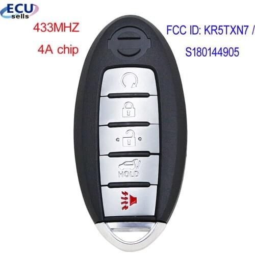 4+1B 433MHz Keyless-Go Smart Key (SUV) For NISSAN 2019-2020 Pathfinder Murano 4A CHIP FCC ID: KR5TXN7 / S180144905