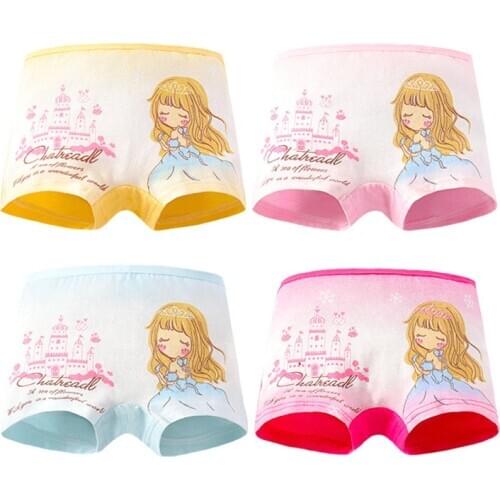 4pcs/Lot Cute Pants For Girls Cotton Underwear Boxer Childrens Kids Shorts Clothing