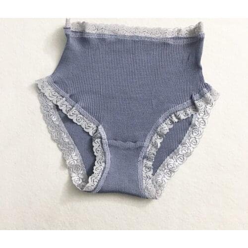 50%Silk 50%Cotton Women Panties Good elastic Rib Briefs Knit Lace seamless panties Silk blended lingerie femme
