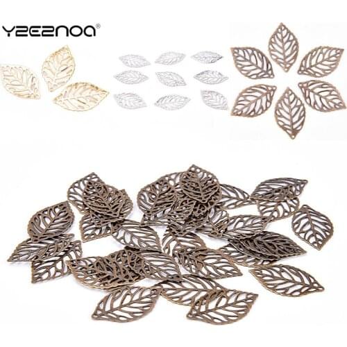 50Pcs/set Leaf Filigree Wraps Metal Crafts Connectors For DIY Earing Jewelry Making Jewelry Accessories