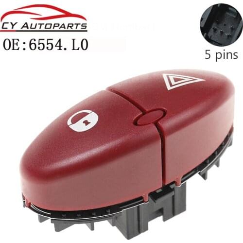6554.L0 6554L0 New Hazard Warning Flasher Switch Dangerous Light Switch Button For Peugeot 206 207 Citroen C2 96403778JK