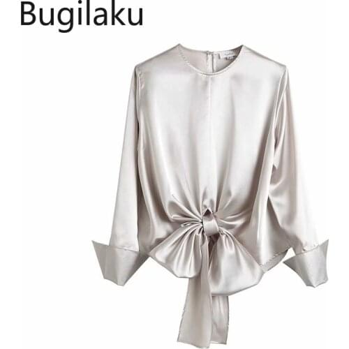 Женские атласные рубашки Bugilaku China At AliExpress