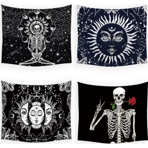 Black and white sun skull witchcraft supplies bohemian decor urban outfitters kawaii room decor pink room decor aesthetic home