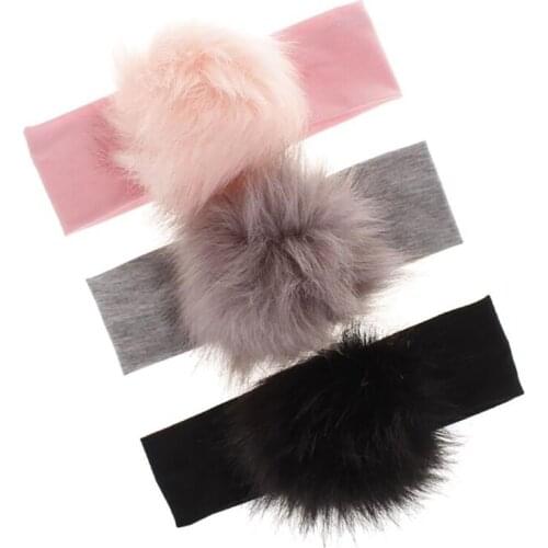 New Children Pompoms Headband Girls Winter Cotton Elastic Hair Bands Turban For Kids Ball Hair Accessories girls