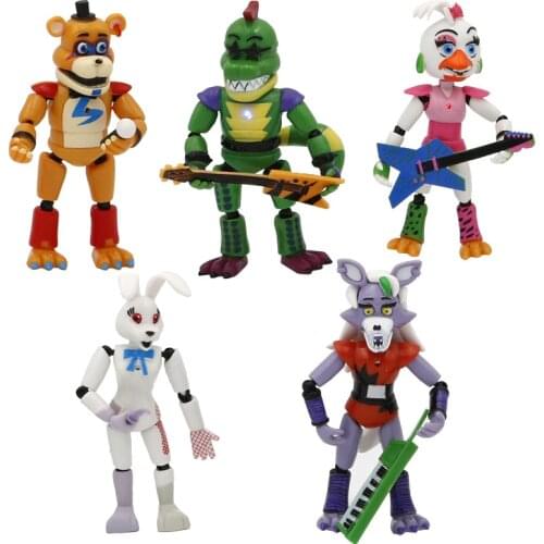 5/PCS FNAF Five Nights At Freddys Nightmare Freddy Chica Bonnie Funtime Foxy PVC Action Figures Joint Assemble Model Toys