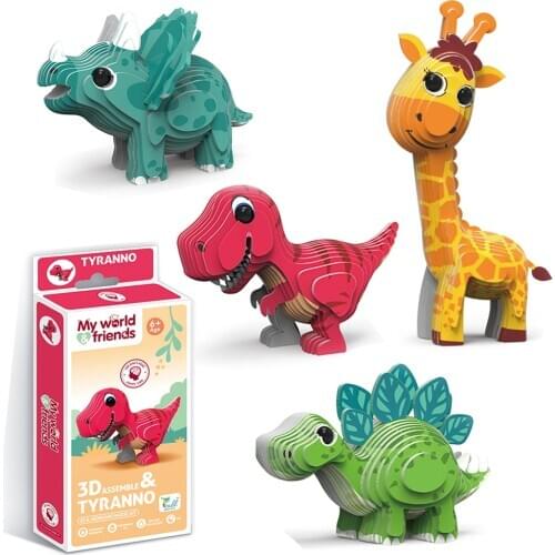 DIY Toys 3d Puzzle Cartoon Animal Dinosaurios Intelligence Kids Educational Brain Teaser Children Animal Shapes Learning Jigsaw