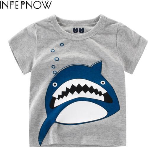 INPEPNOW Summer Kids T Shirt for Boys Tshirts Shark Animal Print Baby T-shirts for Girls Shirt Children Clothing Girl DX-CZX33