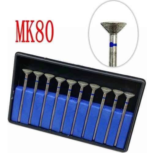 Inverted Cone 10pcs Dental Part Electroplated Diamond Point Polisher Dental HP Diamond Burs HP Rotary Bur Set Dental Lab MK80
