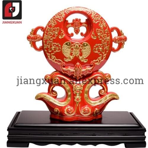Chinese vintage 24k gold foil porcelain statues home decoration accessories Fu fish porcelain ornament