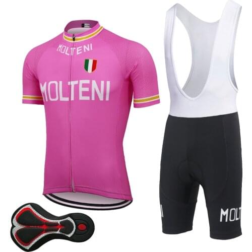 Italy MOLETNI cycling jersey set ropa ciclismo mtb jersey pink cycling clothing gel pad bib shorts go pro maillot ciclismo