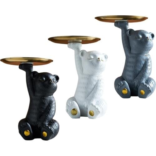 Creative Resin Bear Fruits Tray Figurine Raccoon Figurine Animal Statue Gift
