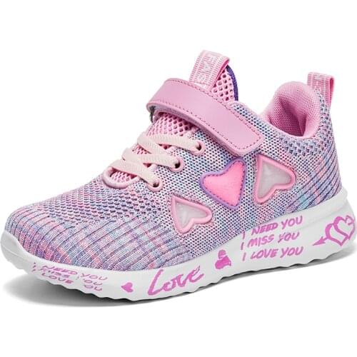 Girls Sneakers Children Casual Shoes For Kids Sneakers Breathable Mesh Running Footwear Hook&Loop Fashion Cute Student School
