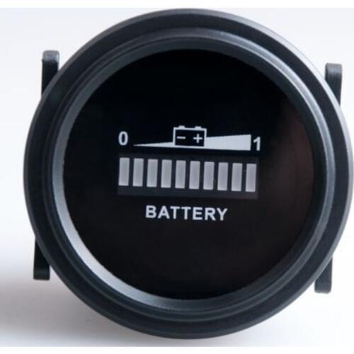 Round ACID LED Level Battery Indicat Storage Battery Indicator Hour Meter Counter for Lawn Care or Floor Care Equipment 12V 24V
