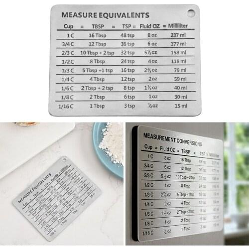 1pc stainless steel refrigerator magnet Measuring Cup Conversion Magnetic Scale Plate With Clear Scale Durable kitchen tools