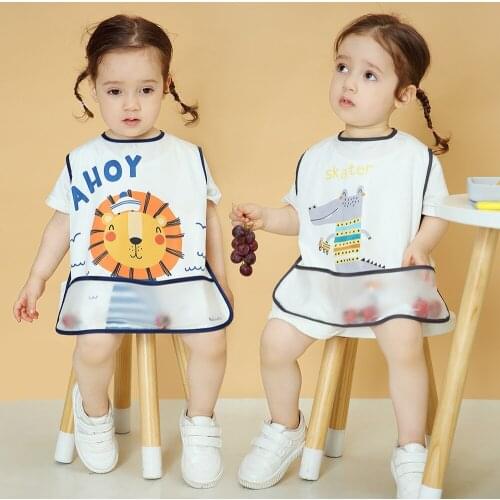 Cute Cartoon Pattern Polyester Waterproof Adjustable Portable Baby Bibs Solid Food Self Feeding for Child Kids Children Gift