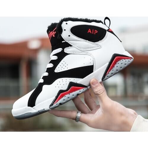 Male Winter Autumn Warm Plush Basketball Shoes Men Sport Sneakers Mens Breathable Air High Top Ankle Boots Male Shoes Basquete