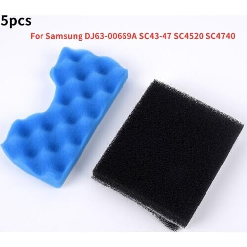 5pcs Black/Blue Foam Filter Elements Set For Samsung SC4310 SC4316 SC4320 SC4321 SC4325 SC4326 Household Appliances Part