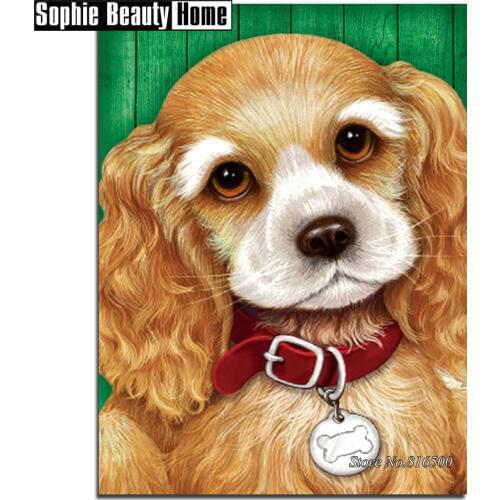 Real 5D Diamond Cross Stitch Diy Full Diamond Painting Kits Diamond Embroidery Animal Cute Long-haired Dog Needlework Art 188115