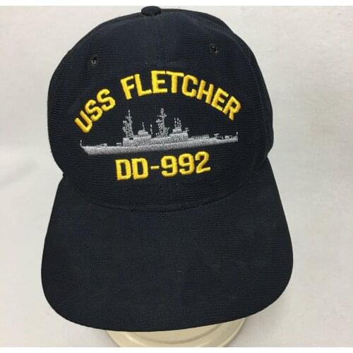 Printed VTG USS Fletcher DD-992 Snapback Hat Medium to Large Navy Ship Baseball Cap