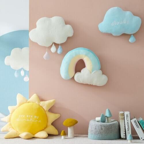 Rainbow Cloud Sun Sunshine Plush Pillow Soft Cushion Rainbow Cloud Stuffed Soft Plush Toys Room Decoration Girlfriend Gift