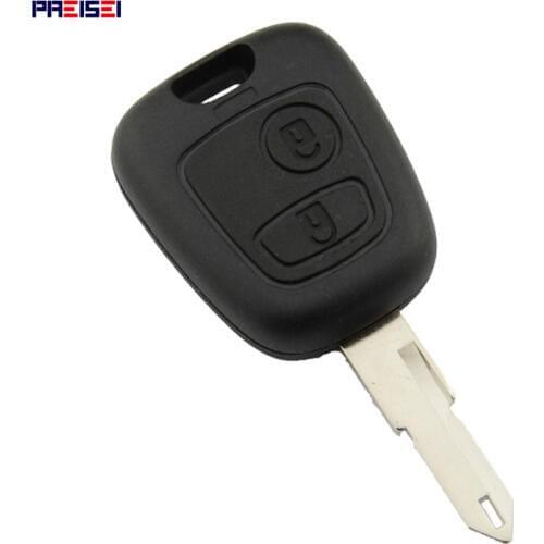 PREISEI 10pcs/lot 2 Buttons NO Logo Blank Keys For Car Peugeot 106 206 Remote Key Case Fobs Replace